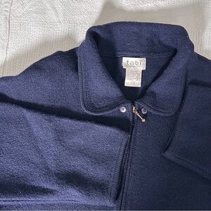Tabi Wool Coat Women’s size Medium Navy Blue Zip-Up missing hood Oversized